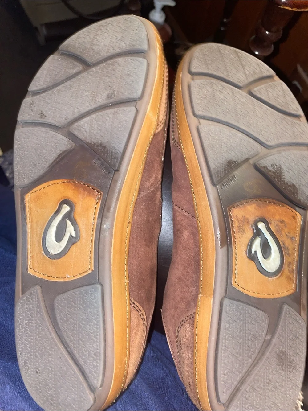 Olukai Men's Slip-On Suede Loafers in Chocolate Brown